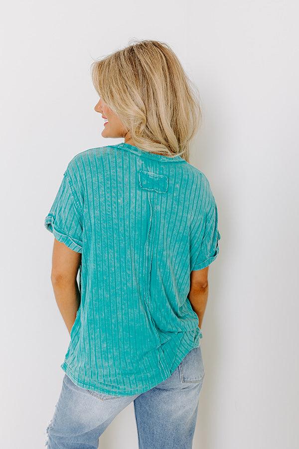 Impressions Back To Basics Mineral Wash Shift Top In Turquoise