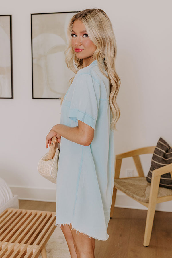 Impressions Backyard BBQ Chambray Mini Dress In Sky Blue