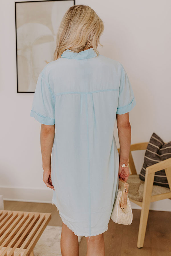 Impressions Backyard BBQ Chambray Mini Dress In Sky Blue