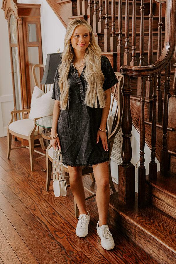 Impressions Backyard BBQ Chambray Mini Dress In Vintage Black