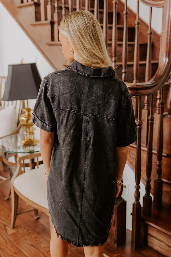 Impressions Backyard BBQ Chambray Mini Dress In Vintage Black