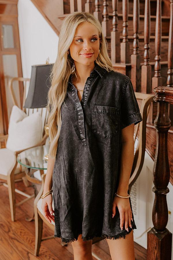 Impressions Backyard BBQ Chambray Mini Dress In Vintage Black