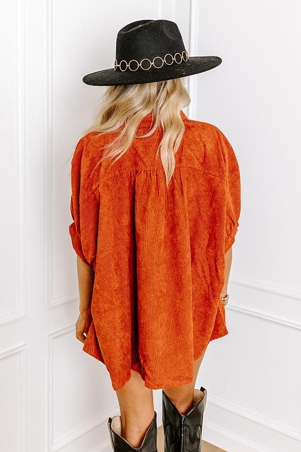 Impressions Balcony Brunch Corduroy Button Up In Rust