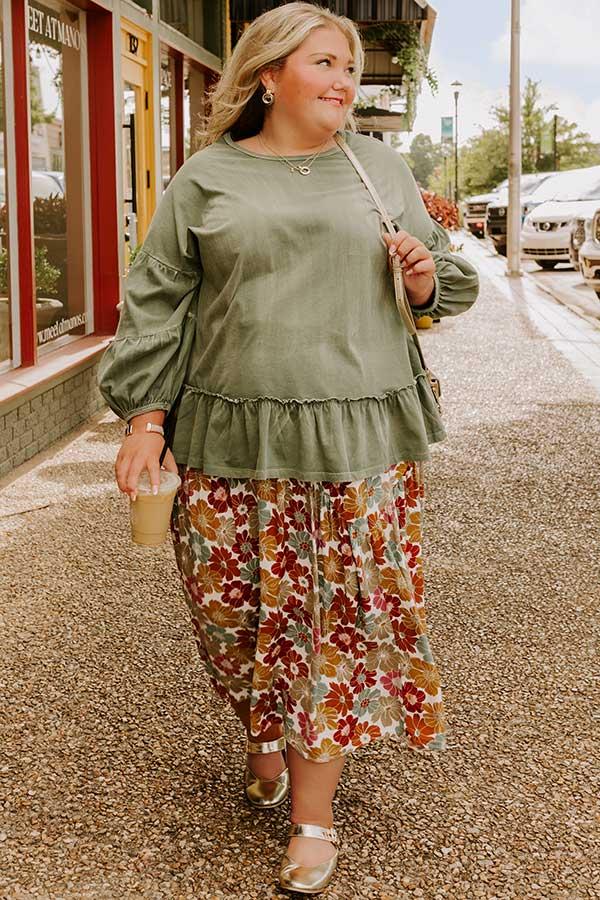 Impressions Balcony Brunch High Waist Floral Skirt Curves