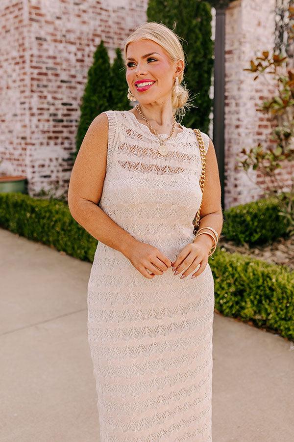 Impressions Beach Bungalow Crochet Maxi Dress Curves