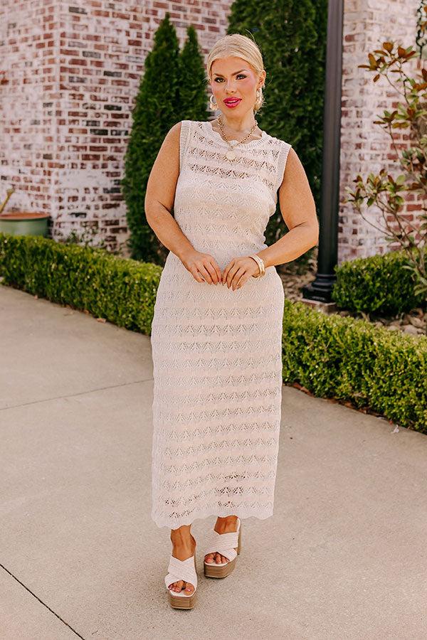 Impressions Beach Bungalow Crochet Maxi Dress Curves