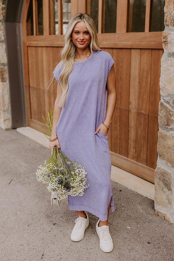 Impressions Beach Daydream Vintage Wash Midi Dress in Purple