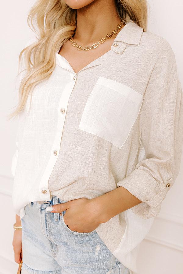 Impressions Beach Retreat Oversized Linen-Blend Button Up