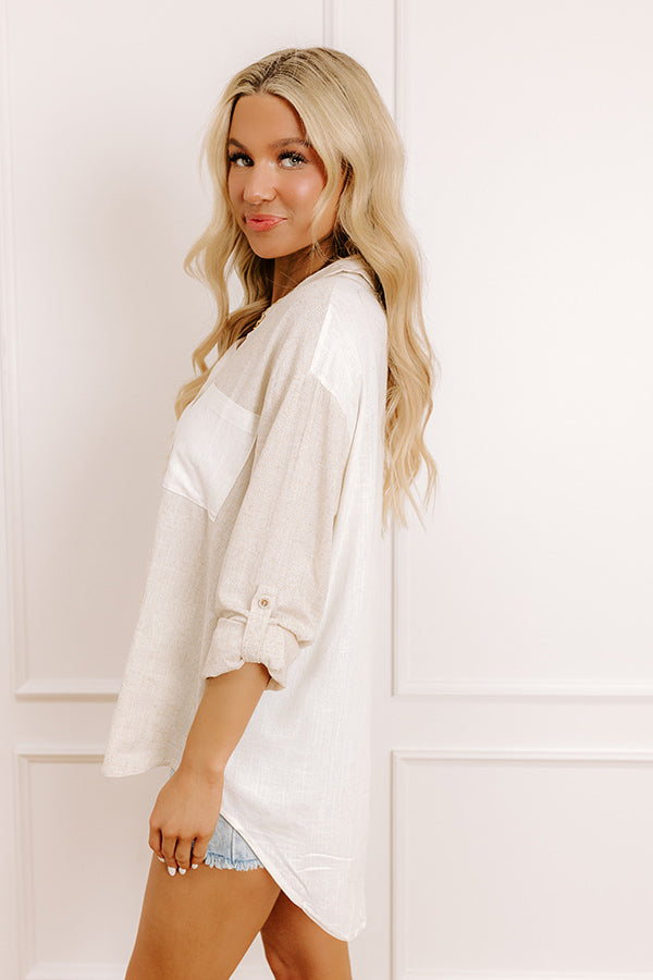 Impressions Beach Retreat Oversized Linen-Blend Button Up