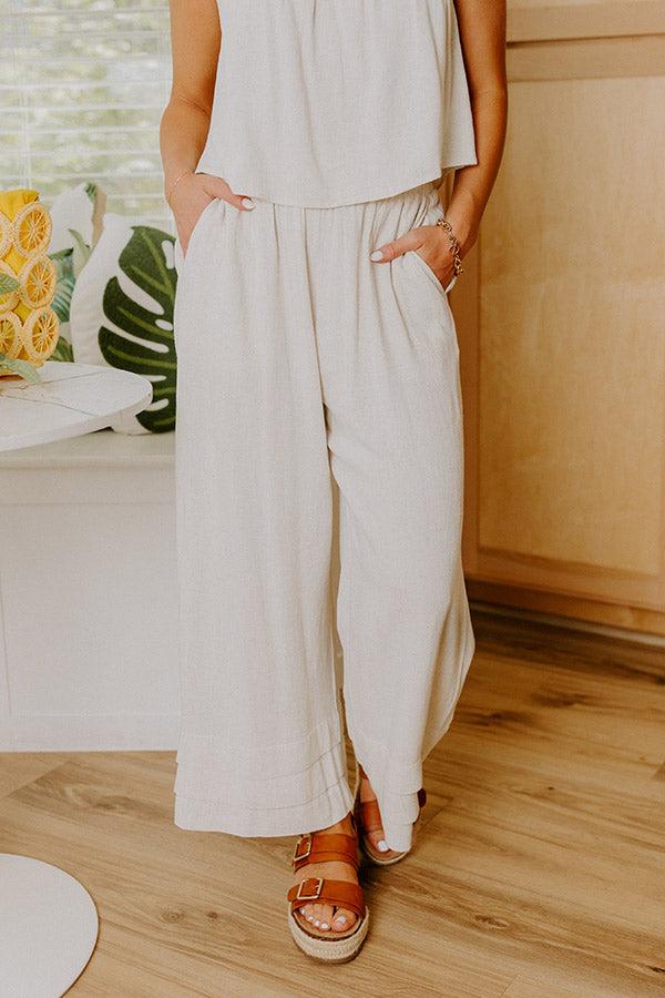 Impressions Beach Villa High Waist Linen-Blend Pants