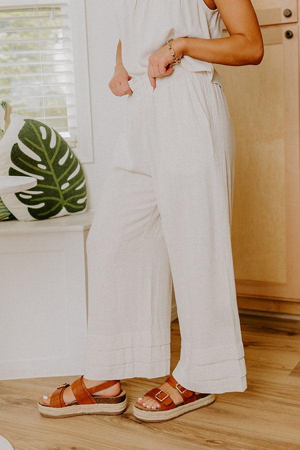 Impressions Beach Villa High Waist Linen-Blend Pants