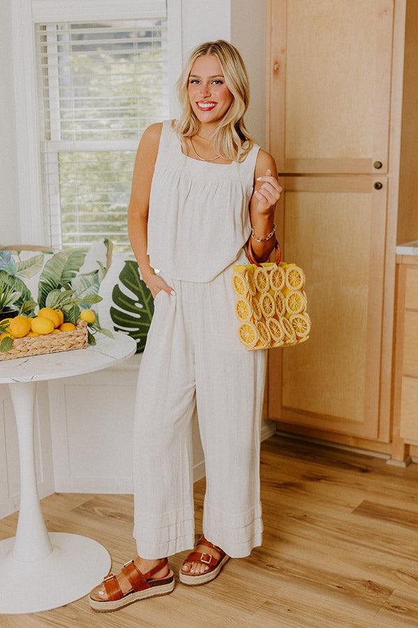 Impressions Beach Villa High Waist Linen-Blend Pants