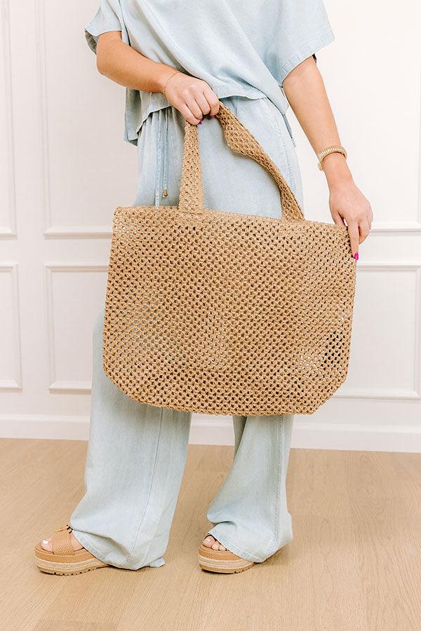 Impressions Beachy Vibes Raffia Crochet Tote In Brown