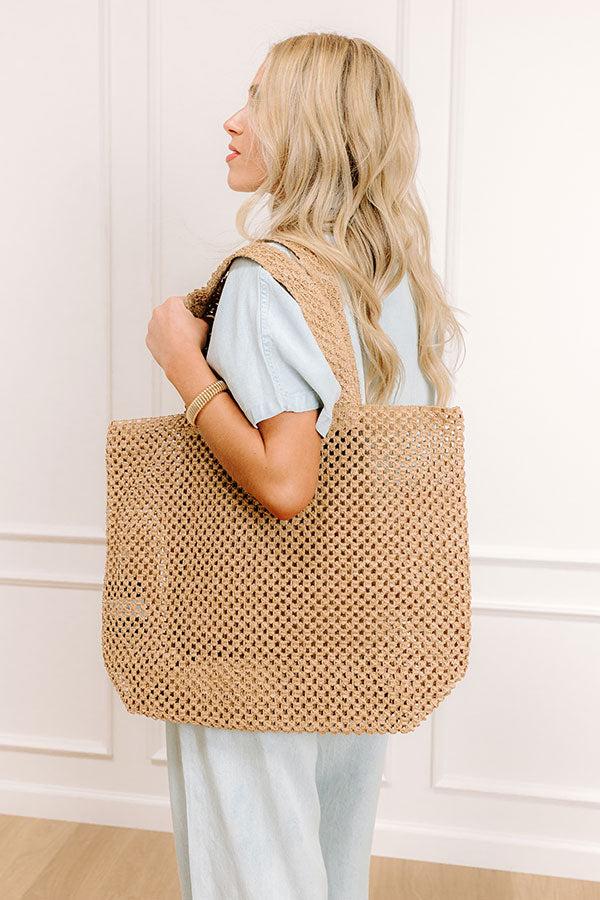 Impressions Beachy Vibes Raffia Crochet Tote in Brown
