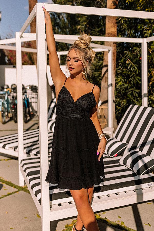 Impressions Beautiful Beach Waves Crochet Dress In Black