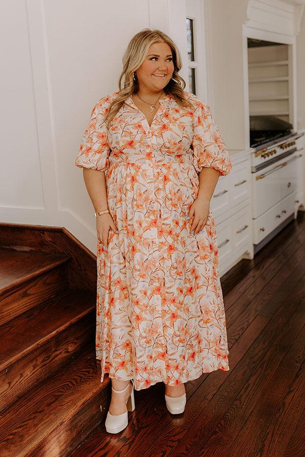 Impressions Bellini's Please Floral Midi Dress Curves
