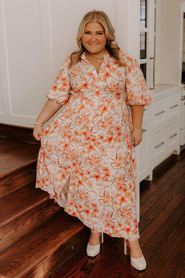 Impressions Bellini's Please Floral Midi Dress Curves