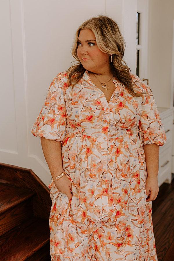 Impressions Bellini's Please Floral Midi Dress Curves