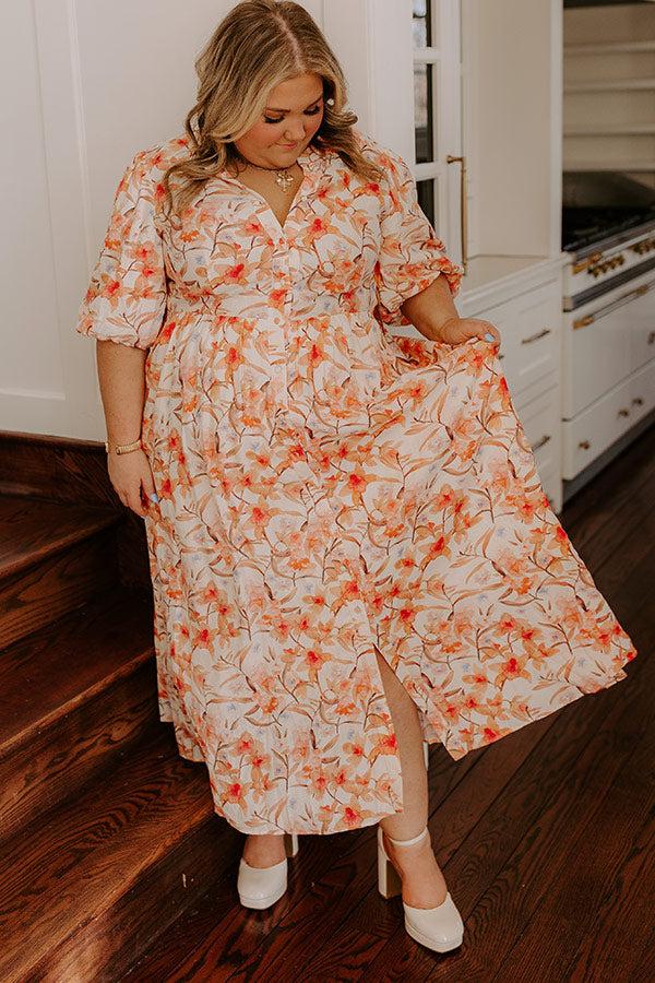 Impressions Bellini's Please Floral Midi Dress Curves