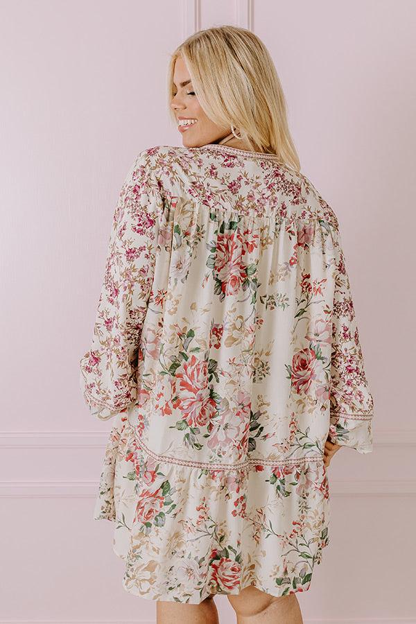 Impressions Better Be Brunch Shift Dress In Cream Curves