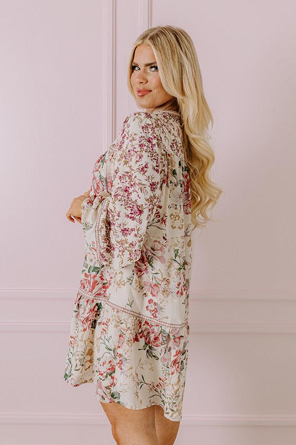 Impressions Better Be Brunch Shift Dress In Cream Curves