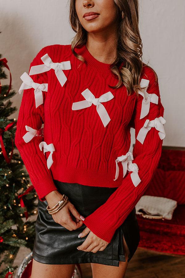 Impressions Better Bow-lieve It Cable Knit Sweater Top