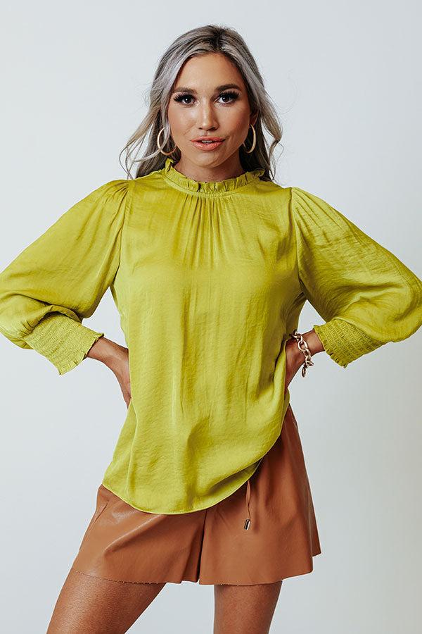 Impressions Better In Brooklyn Satin Shift Top In Lime Punch
