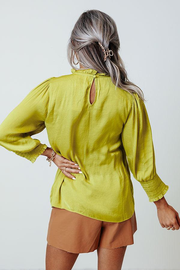 Impressions Better In Brooklyn Satin Shift Top In Lime Punch