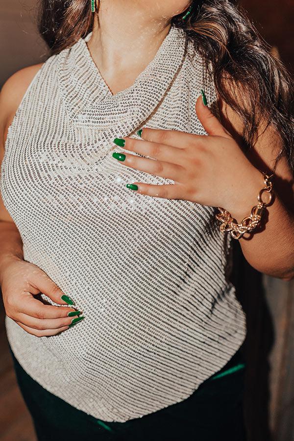 Impressions Beyond Romance Sequin Top In Champagne Curves