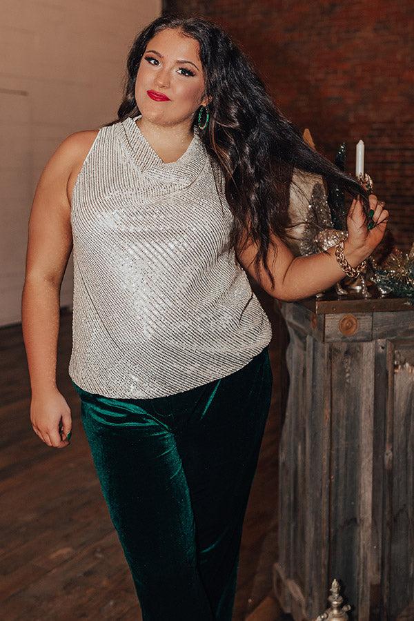 Impressions Beyond Romance Sequin Top In Champagne Curves