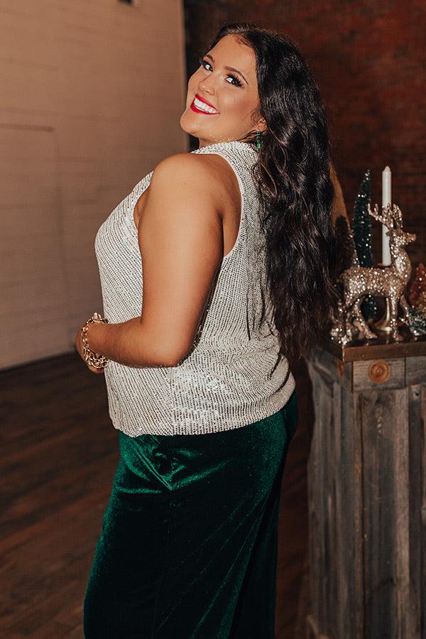 Impressions Beyond Romance Sequin Top In Champagne Curves