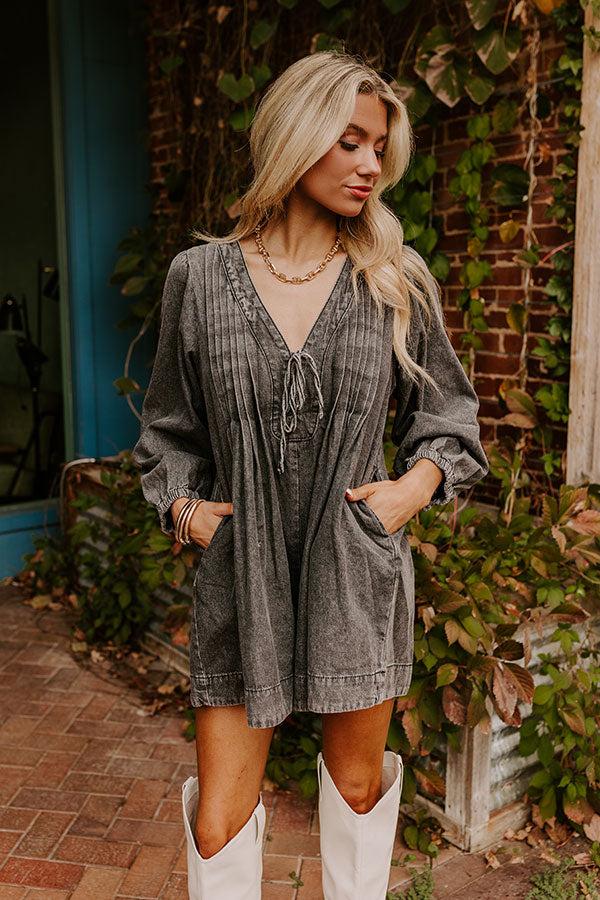 Impressions Big City Chic Denim Romper In Vintage Black