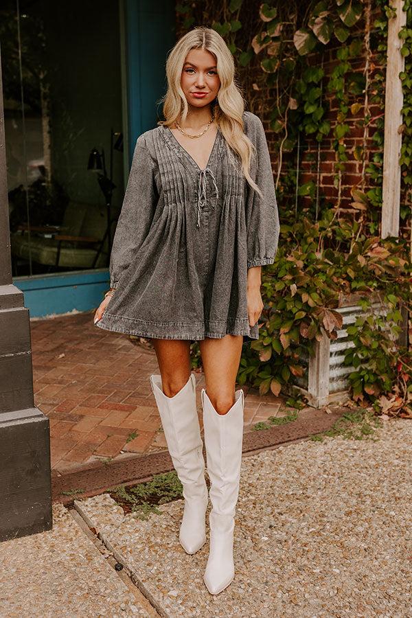 Impressions Big City Chic Denim Romper in Vintage Black