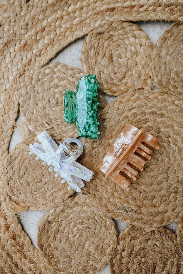 Impressions Bikinis And Martinis Hair Claw Clip Set In Jade