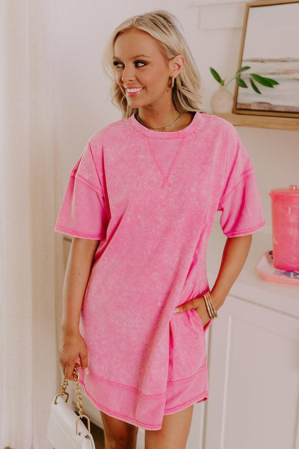 Impressions Block Party Ready Vintage Wash T-Shirt Mini Dress In Pink