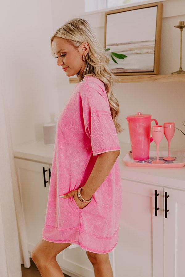 Impressions Block Party Ready Vintage Wash T-Shirt Mini Dress In Pink