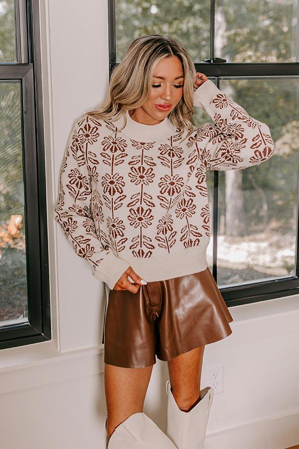 Impressions Bloom With A View Knit Sweater In Chocolate