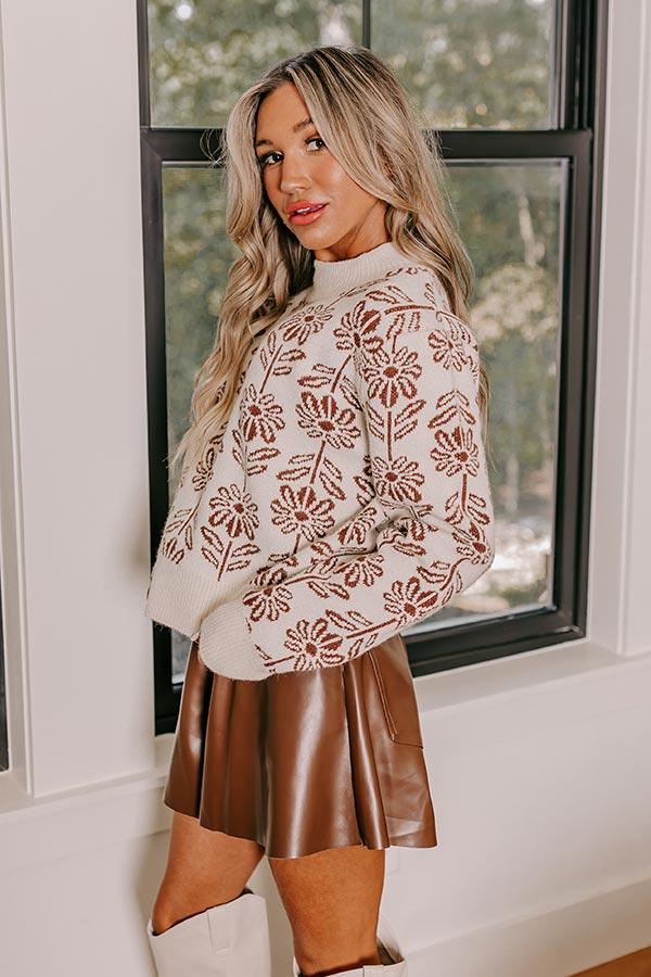 Impressions Bloom With A View Knit Sweater In Chocolate