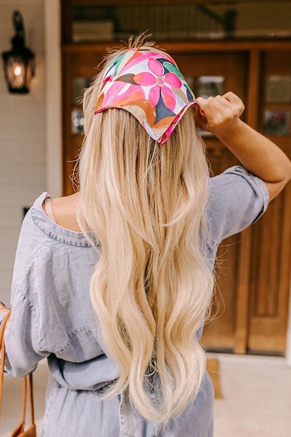 Impressions Bloom With A View Satin Scarf In Hot Pink