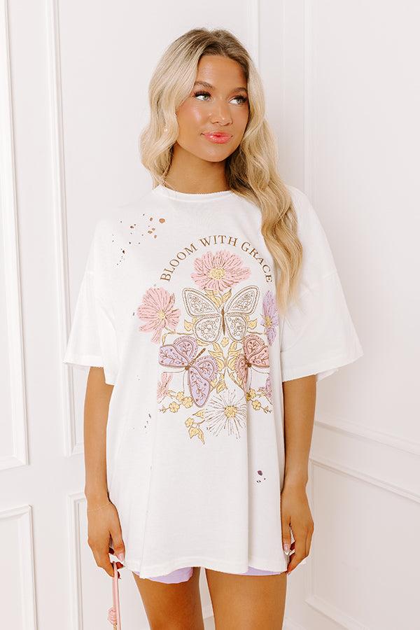 Impressions Bloom With Grace Distressed Oversized Tee