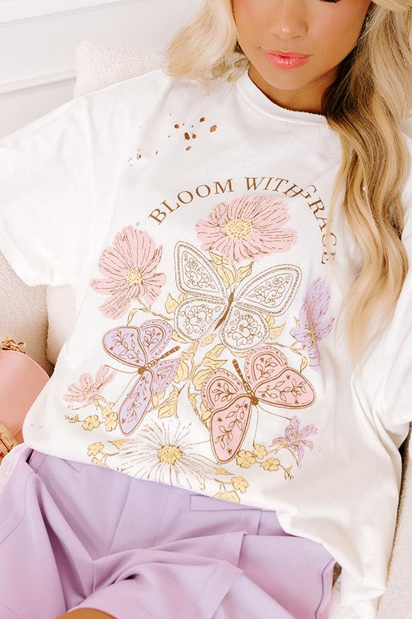 Impressions Bloom With Grace Distressed Oversized Tee