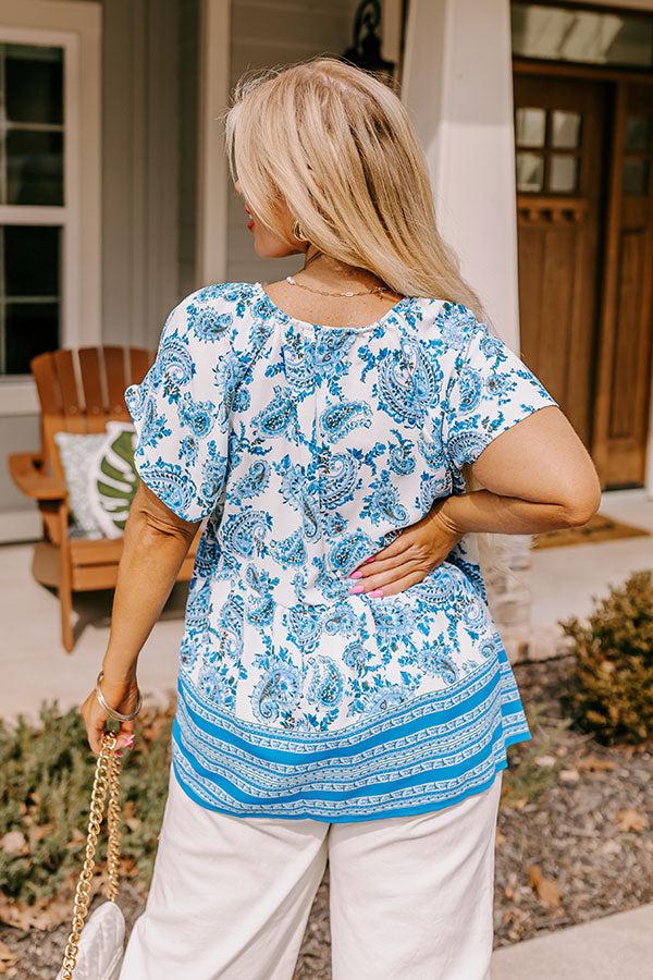 Impressions Blossom Boulevard Babydoll Top In Blue Curves