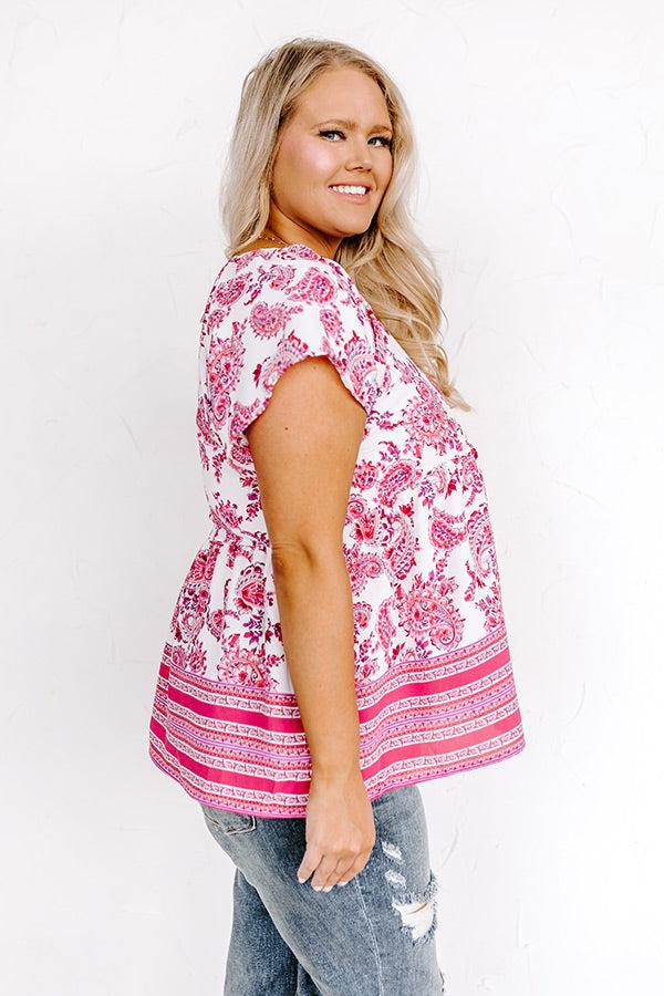 Impressions Blossom Boulevard Babydoll Top In Fuchsia Curves