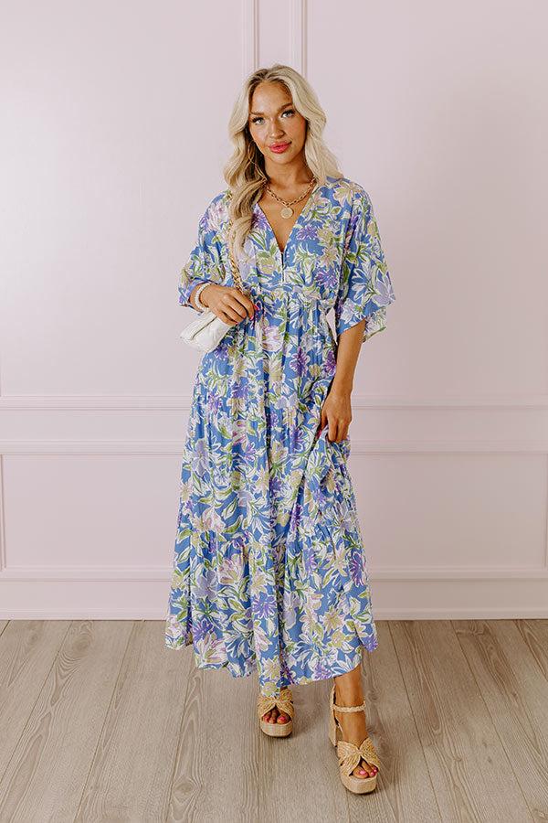 Impressions Blossom Breeze Floral Maxi In Periwinkle
