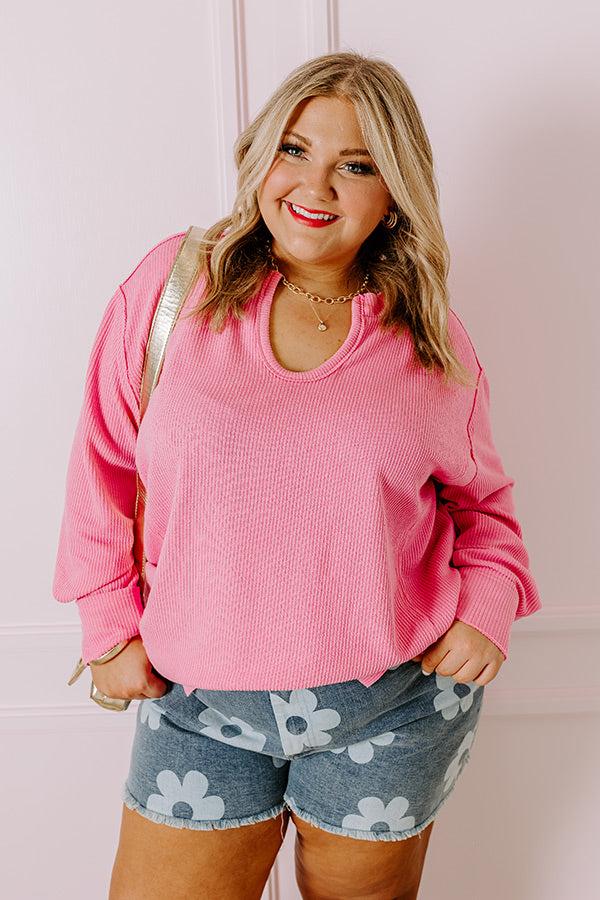 Impressions Boardwalk Babe Shift Top In Pink Curves