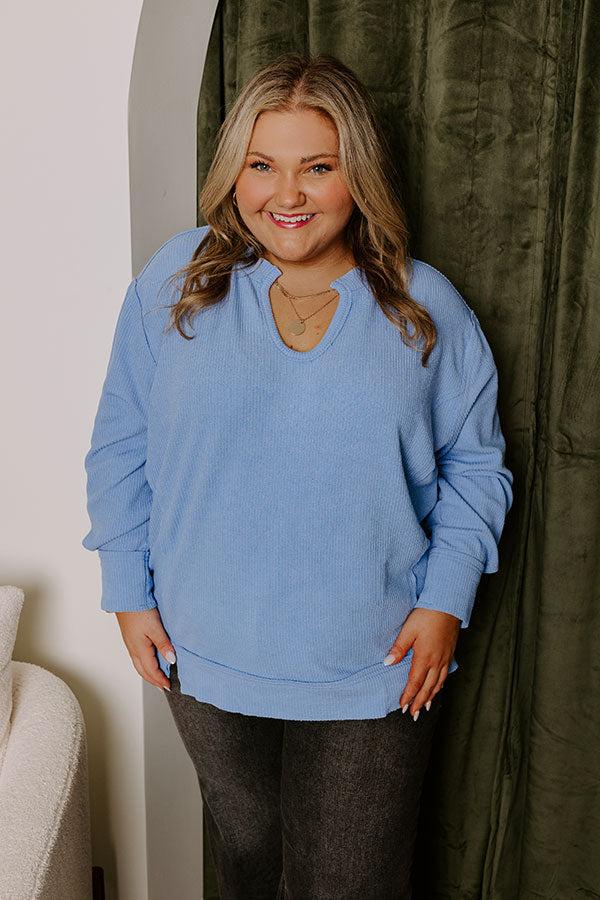 Impressions Boardwalk Babe Shift Top in Sky Blue Curves