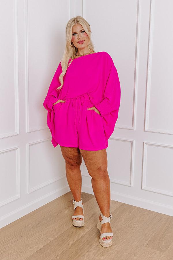 Impressions Boardwalk Bliss High Waist Shorts In Hot Pink Curves