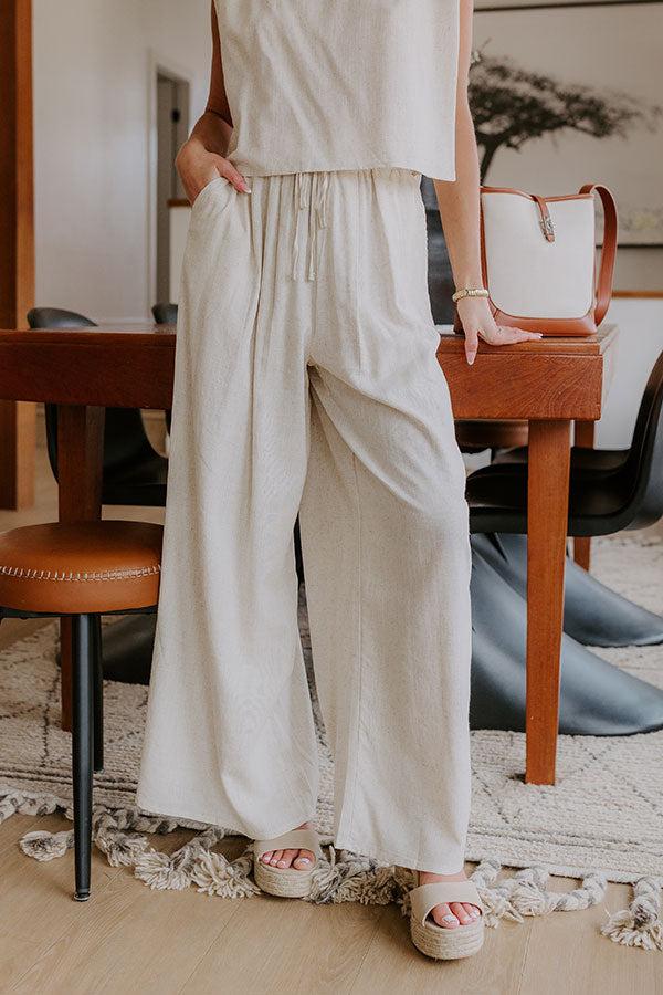 Impressions Boardwalk Stroll High Waist Linen-Blend Pants