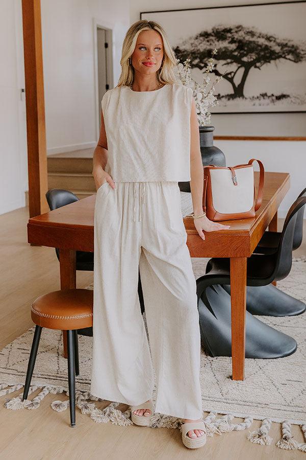 Impressions Boardwalk Stroll High Waist Linen-Blend Pants