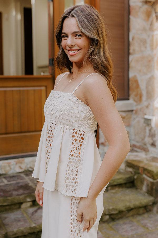 Impressions Boheme Bay Crochet Babydoll Top In Cream